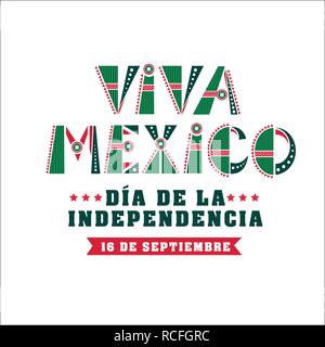Le jour de l'indépendance du Mexique, carte fête nationale banner Illustration de Vecteur