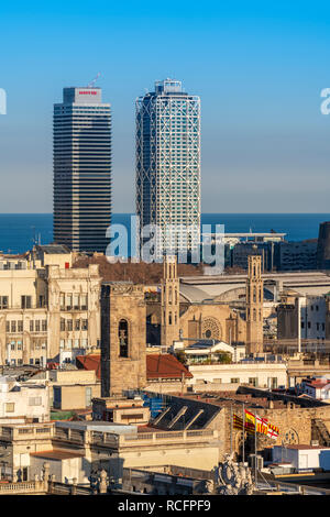 Quartier gothique skyline, Barcelone, Catalogne, Espagne Banque D'Images