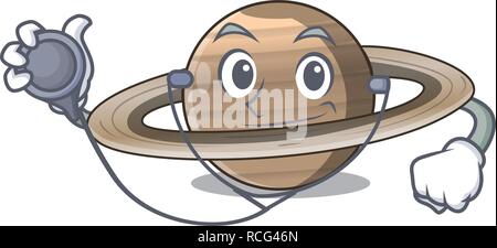 Médecin Pluton saturne isolé dans avec mascot Illustration de Vecteur