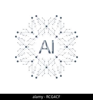 L'intelligence artificielle l'icône logo symbole vecteur AI. L'apprentissage en profondeur et la future technologie Concept Design. Illustration de Vecteur