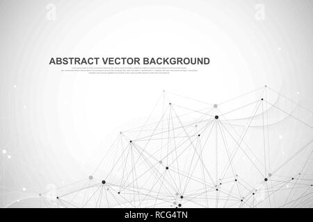 Connecter la technologie réseau concept abstrait. Connexions réseau mondial avec des points et lignes Illustration de Vecteur