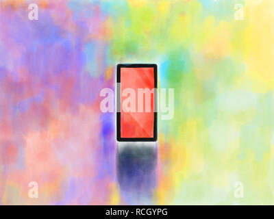 Abstract color smart phone avec fond coloré isolé.Art design illustration téléphone mobile Banque D'Images