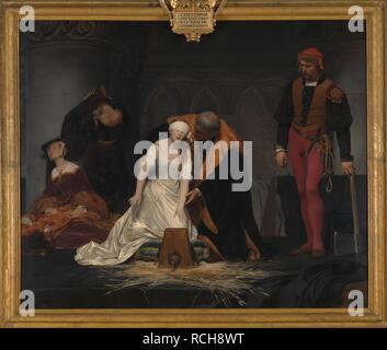 L'exécution de Lady Jane Grey. Musée : National Gallery, Londres. Auteur : Paul Delaroche, Hippolyte. Banque D'Images