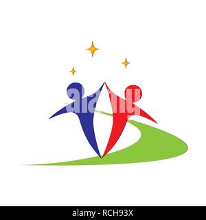 Résumé L'inscription de personnes dansant pour créer un logo ou l'emblème d'une communauté ou de l'événement Illustration de Vecteur