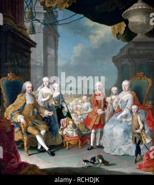 Marie Thérèse d'Autriche et de François I avec leurs enfants. Musée : Musée de l'histoire de la France, Le Château de Versailles. Auteur : Martin van Meytens,, le jeune. Banque D'Images