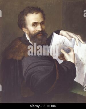 Portrait de Michelangelo Buonarroti. Musée : collection privée. Auteur : Sebastiano del Piombo. Banque D'Images