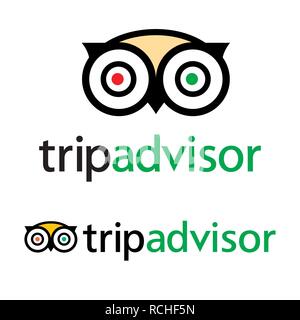 Logo Tripadvisor vecteur icône - service populaire avec classement des hôtels et des attractions pour les voyages. Illustration de Vecteur