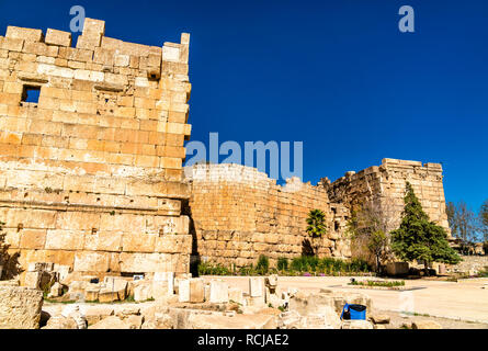 Les murs d'Héliopolis à Baalbek, Liban Banque D'Images