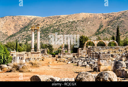 Ruines de la citadelle omeyyade à Anjar. La vallée de la Bekaa, au Liban Banque D'Images