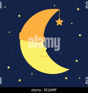 Lune de couchage par starry sky vector illustration EPS10 Illustration de Vecteur