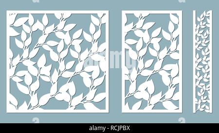 Modèle de la coupe. Motif feuilles. Coupée au laser. Vector illustration. Modèle pour la découpe au laser, sérigraphie, traceur et sérigraphie Illustration de Vecteur