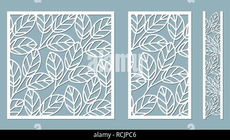 Modèle de la coupe. Motif feuilles. Coupée au laser. Vector illustration. Modèle pour la découpe au laser, sérigraphie, traceur et sérigraphie Illustration de Vecteur