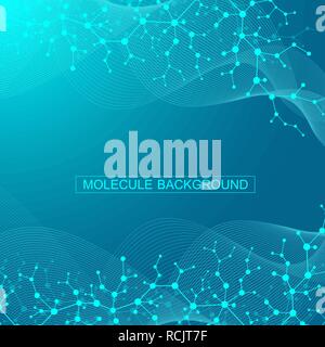 Molécule d'arrière-plan pour les scientifiques de la médecine, de la science, de la technologie, la chimie. Fond d'écran ou une bannière avec des molécules d'ADN. Vector illustration dynamique géométrique. Illustration de Vecteur