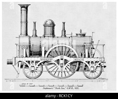 George Stephenson's North Star Great Western Railway 1837 Banque D'Images