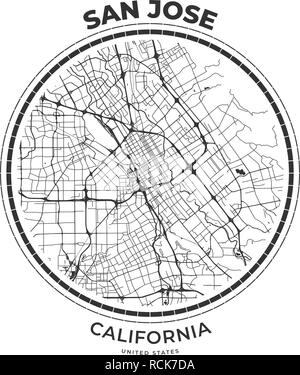 T-shirt badge carte de San Jose, Californie. Tee shirt print typographie label emblème badge. Vector illustration Illustration de Vecteur
