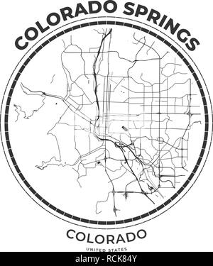 T-shirt badge carte de Colorado Springs, Colorado. Tee shirt print typographie label emblème badge. Vector illustration Illustration de Vecteur