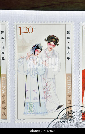 Chine - circa 2010 : timbres un imprimé en Chine montre Opéra Kunqu 2010-14 , circa 2010. Banque D'Images