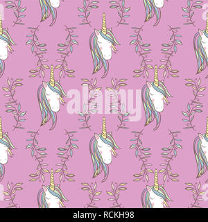 Motif transparent Rainbow Unicorn Banque D'Images