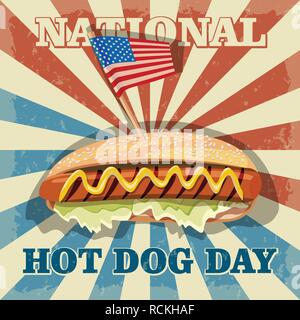 Journée nationale de hot dog. Vecteur de hot-dog. Illustration de Vecteur