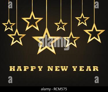 Arrière-plan de la nouvelle année de fête avec de la golden stars.Vector illustration. Holiday greeting Illustration de Vecteur
