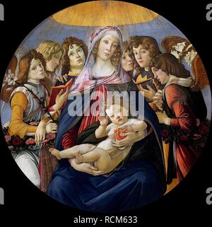 Madonna de la Madonna della Melagrana (Grenade). Musée : Galleria degli Uffizi, Florence. Auteur : BOTTICELLI, SANDRO. Banque D'Images