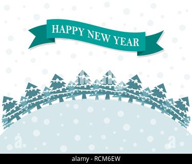 Télévision fête Le Nouvel An arrière-plan avec des arbres de Noël et de la neige. Vector illustration. Holiday greeting Illustration de Vecteur
