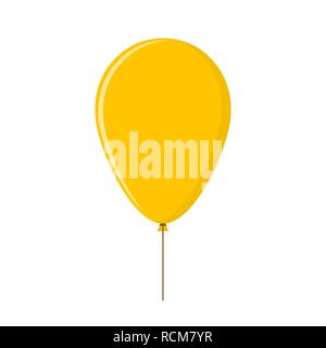 Ballon Orange en version plate. Vector illustration. Ballon festif isolé sur fond blanc. Illustration de Vecteur