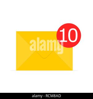 Dans l'icône de l'enveloppe jaune modèle plat. Vector illustration. Simple enveloppe, isolé sur fond blanc Illustration de Vecteur