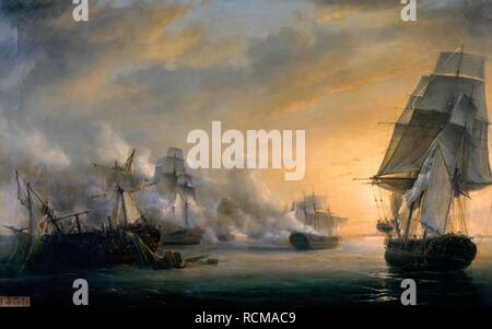 Le Combat Naval devant Cadix le 13 juillet 1801. Musée : Musée de l'histoire de la France, Le Château de Versailles. Auteur : Gilbert, Pierre-Julien. Banque D'Images