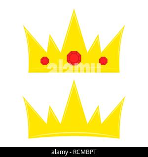 Deux icônes de la couronne plate. Vector illustration. Golden royal crowns isolated Illustration de Vecteur