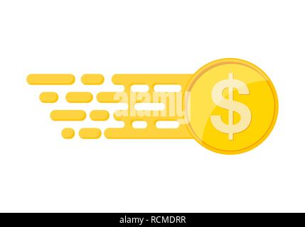 Pièce d'un dollar au design plat. Vector illustration. Pièce d'un dollar d'or - concept de revenu Illustration de Vecteur