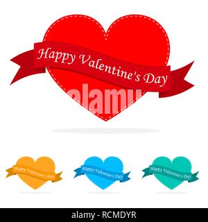 Ensemble de coeurs colorés pour la Saint-Valentin. Vector illustration. Design plat de fête en coeur Illustration de Vecteur