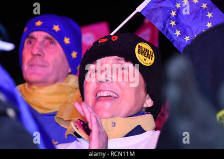 Londres, Royaume-Uni. 15 janvier, 2019. Des centaines assiste à vote du peuple pour arrêter Brexit Brexit rallye en raison de voter au Parlement le 15 janvier 2019, Londres, Royaume-Uni : Crédit photo Capital/Alamy Live News Banque D'Images