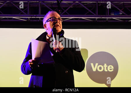 Londres, Royaume-Uni. 15 janvier, 2019. Tony Robinson participe à vote du peuple pour arrêter Brexit Brexit rallye en raison de voter au Parlement le 15 janvier 2019, Londres, Royaume-Uni : Crédit photo Capital/Alamy Live News Banque D'Images