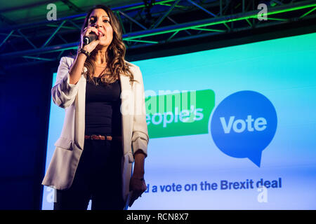 Londres, Royaume-Uni. 15 janvier, 2019. Dr Rosena Allin-Khan, travail MP pour Tooting, adresses des militants pro-UE participant à un vote du peuple rassemblement à la place du Parlement en tant que députés de voter à la Chambre des communes le premier ministre Theresa May's final proposé Brexit accord de retrait. Credit : Mark Kerrison/Alamy Live News Banque D'Images