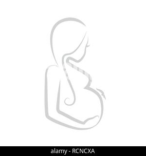 Femme enceinte contours isolé sur fond blanc vector illustration Illustration de Vecteur