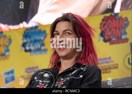 DORTMUND, ALLEMAGNE - 1er décembre 2018 : Natalia Tena (*1984, actrice anglaise) à l'Allemand Comic Con Dortmund, deux jours de convention du ventilateur Banque D'Images