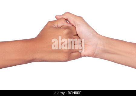 Les mains de signalisation, de deux mains liées Banque D'Images