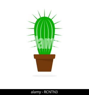 Dans l'icône de cactus flat design. Vector illustration. Cartoon cactus dans pot de fleurs. Illustration de Vecteur