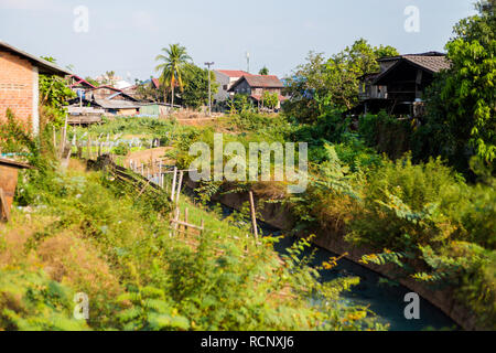 Belle vue de la ville de Pakse je pris dans le sud du Laos. Ladscape de l'Asie du sud est. Banque D'Images