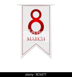 Bannière pour le 8 mars, Journée internationale de la femme. Vector illustration. Ruban de vœux pour le 8 mars Illustration de Vecteur