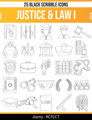 Pictogrammes noir / icônes sur la justice. Toute la collection est parfaite pour les gens créatifs et concepteurs qui ont besoin de la question de droit dans leurs conceptions graphiques. Illustration de Vecteur