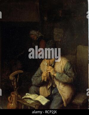 Un flûtiste. Musée : l'État A. Musée des beaux-arts Pouchkine, Moscou. Auteur : Ostade, Adriaen Jansz, van. Banque D'Images