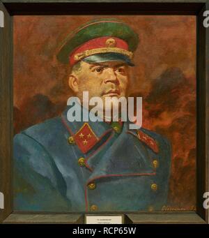 Portrait de Rodion Iakovlevitch Malinovsky (1898-1967). Musée : Musée Panoramique "Bataille de Stalingrad", Volgograd. Auteur : Oboznenko, Dmitri Georgievich. Banque D'Images