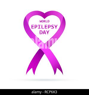Symbole de la journée mondiale de l'épilepsie. Vector illustration. 26 mars. Isolées du ruban violet. Illustration de Vecteur