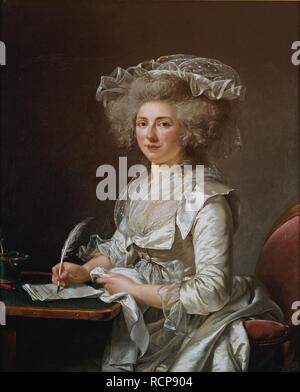 Portrait de Madame Roland (1754-1793). Musée : Musée des beaux-arts, Quimper. Auteur : ADÉLAÏDE LABILLE-GUIARD,. Banque D'Images