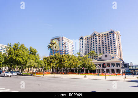 Plaza de Cesar Chavez, San Jose, Silicon Valley, Californie Banque D'Images