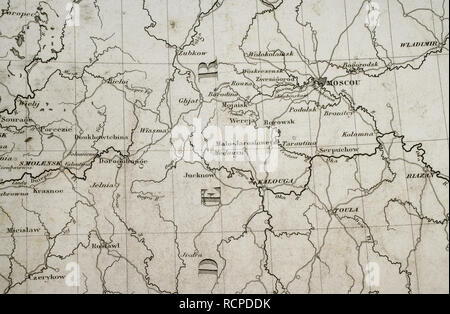 Carte de Napoléon. La Russie. Salon de Moscou. Atlas de l'Histoire du Consulat et de l'Empire. Histoire du Consulat et l'Empire de la France sous Napoléon par Marie Joseph Louis Adolphe Thiers (1797-1877). Dessins par Dufour, gravures par Dyonnet. Édité à Paris, 1864. Banque D'Images