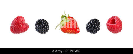 Collection de fruits des champs frais. Isolé sur fond blanc. Banque D'Images