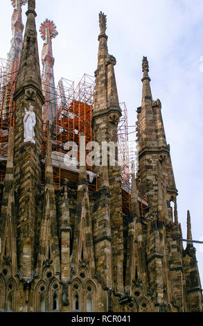 Sagrada Familia - Barcelone, Espagne. La construction d'un échafaudage. montrant Banque D'Images